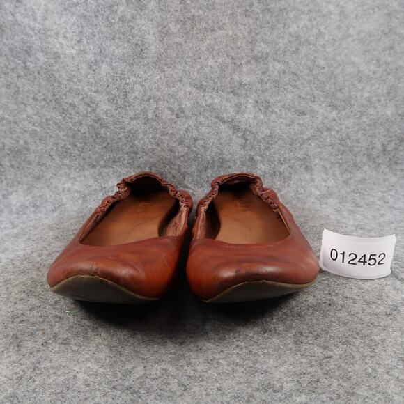 Korks Shoes Womens 8.5 Ballet Flats Scrunch Back Leather Slip On Brown Loafer - Picture 2 of 13